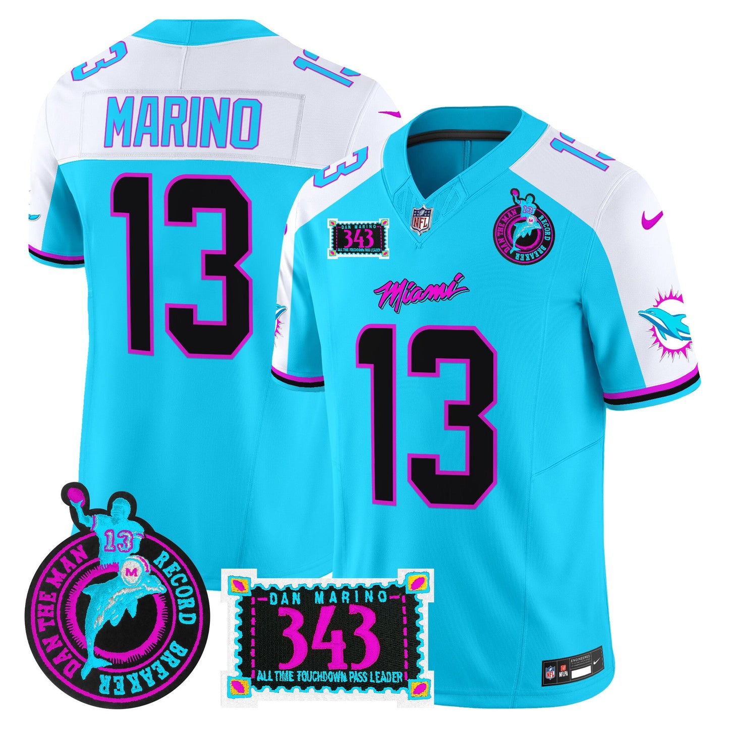Men's Dolphins "Dan the Man Record Breaker" Patch Vapor Limited Jersey - All Stitched