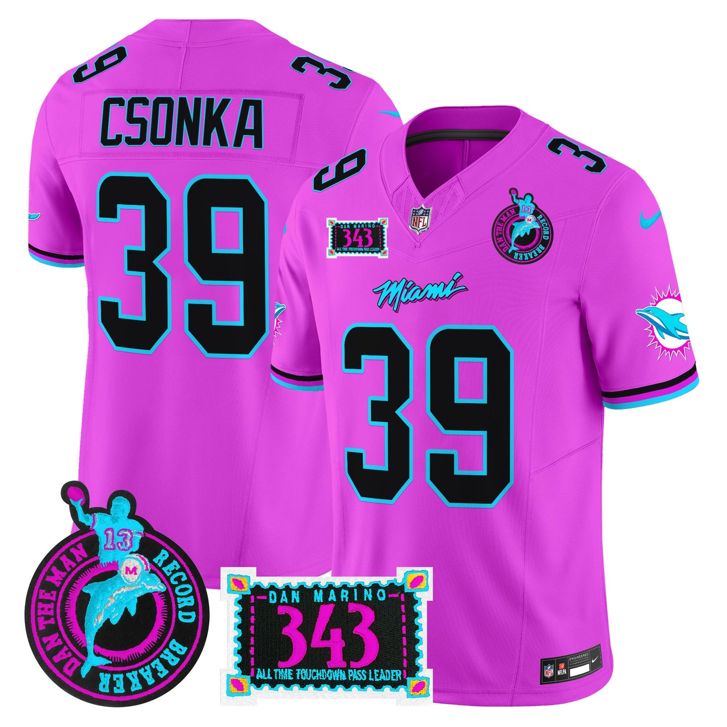 Men's Dolphins "Dan the Man Record Breaker" Patch Vapor Limited Jersey - All Stitched