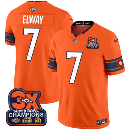 Men's Denver Broncos 3x Patch "Colorado Flag" Vapor Limited Jersey - All Stitched