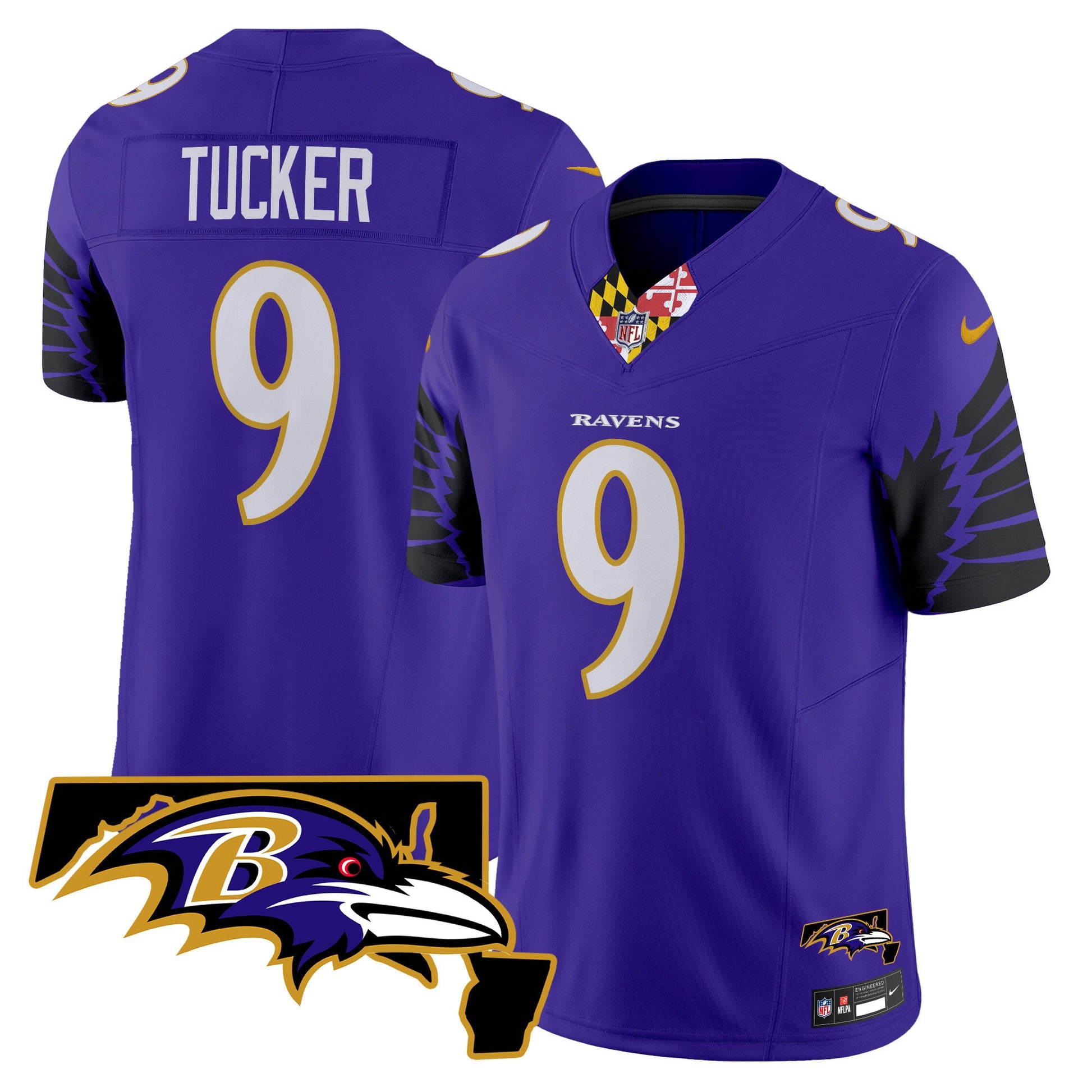 Men's Ravens Maryland Patch Vapor Limited Jersey V2 - All Stitched