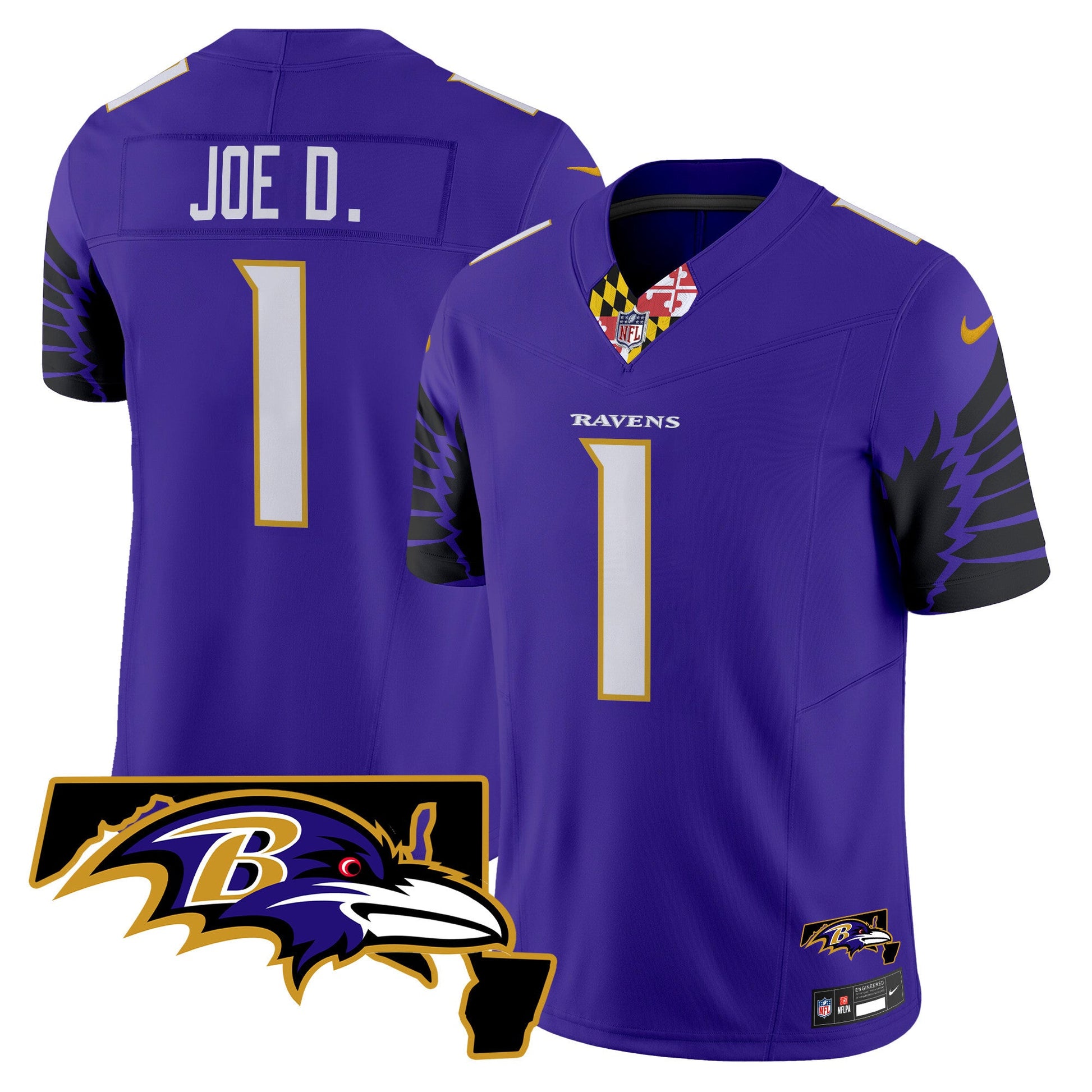 Men's Ravens Maryland Patch Vapor Limited Jersey V2 - All Stitched