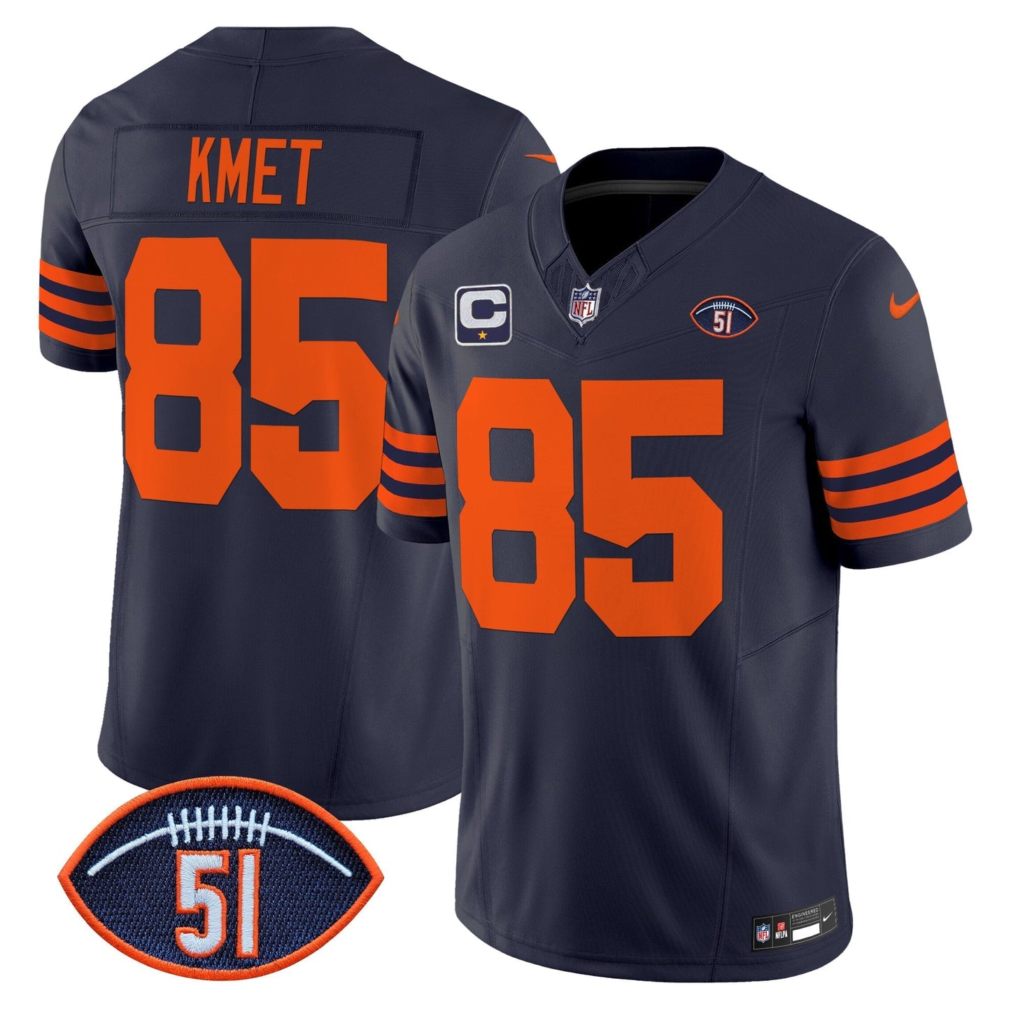 CHI Dick Butkus Patch Throwback Vapor Limited Jersey - All Stitched