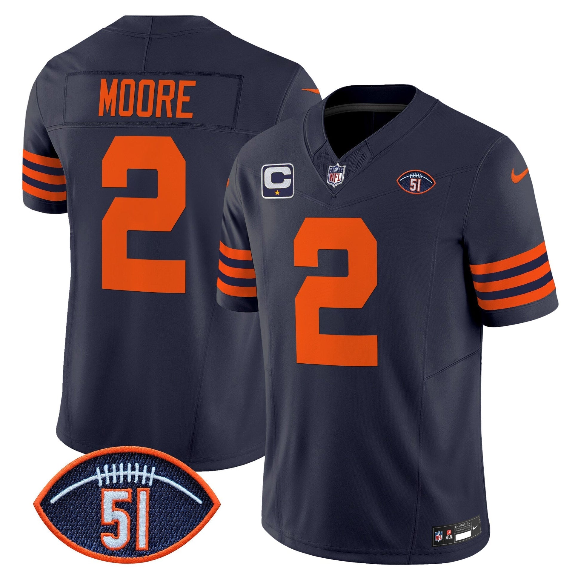 CHI Dick Butkus Patch Throwback Vapor Limited Jersey - All Stitched