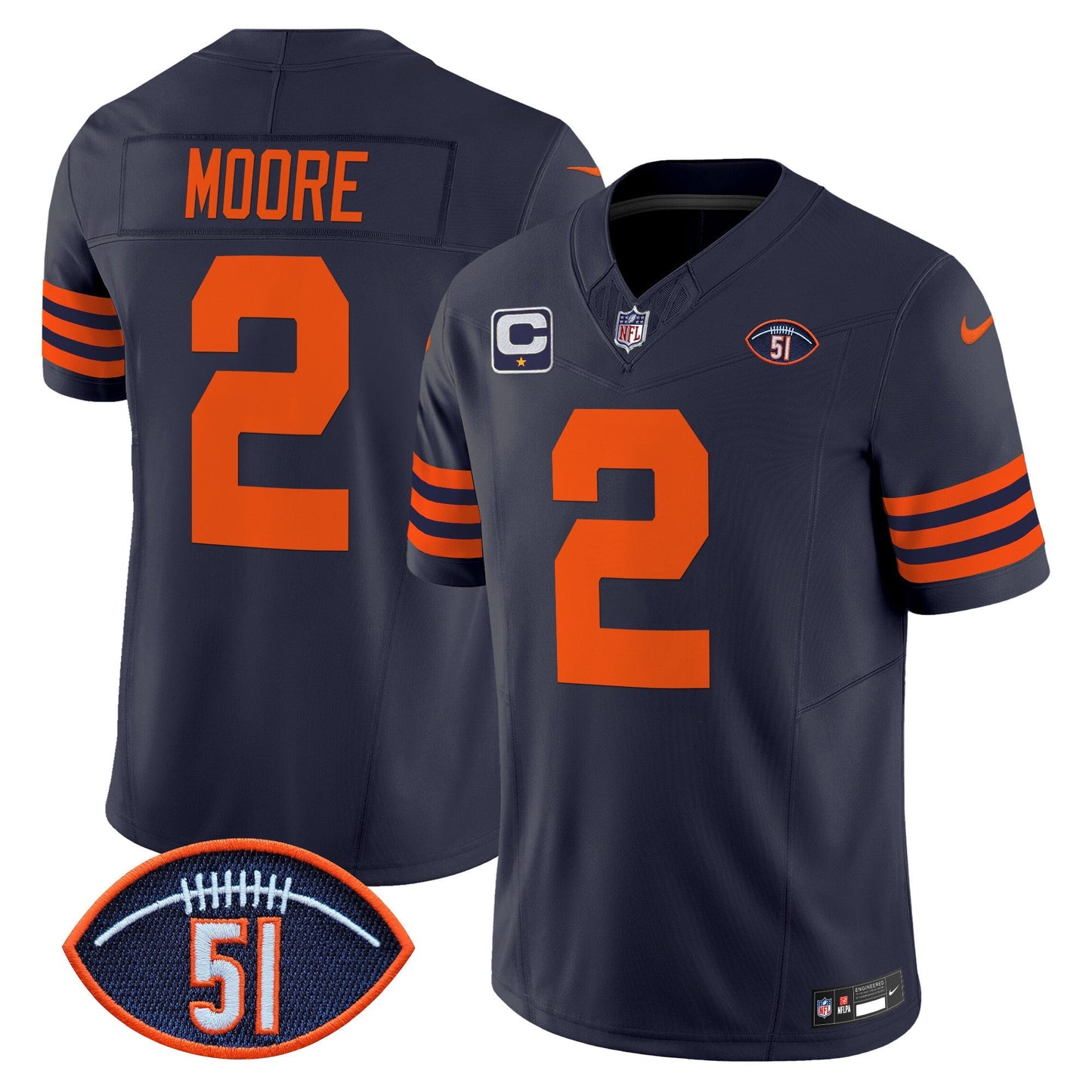 Men's Chicago Bears Dick Butkus Patch Throwback Vapor Limited Jersey - All Stitched