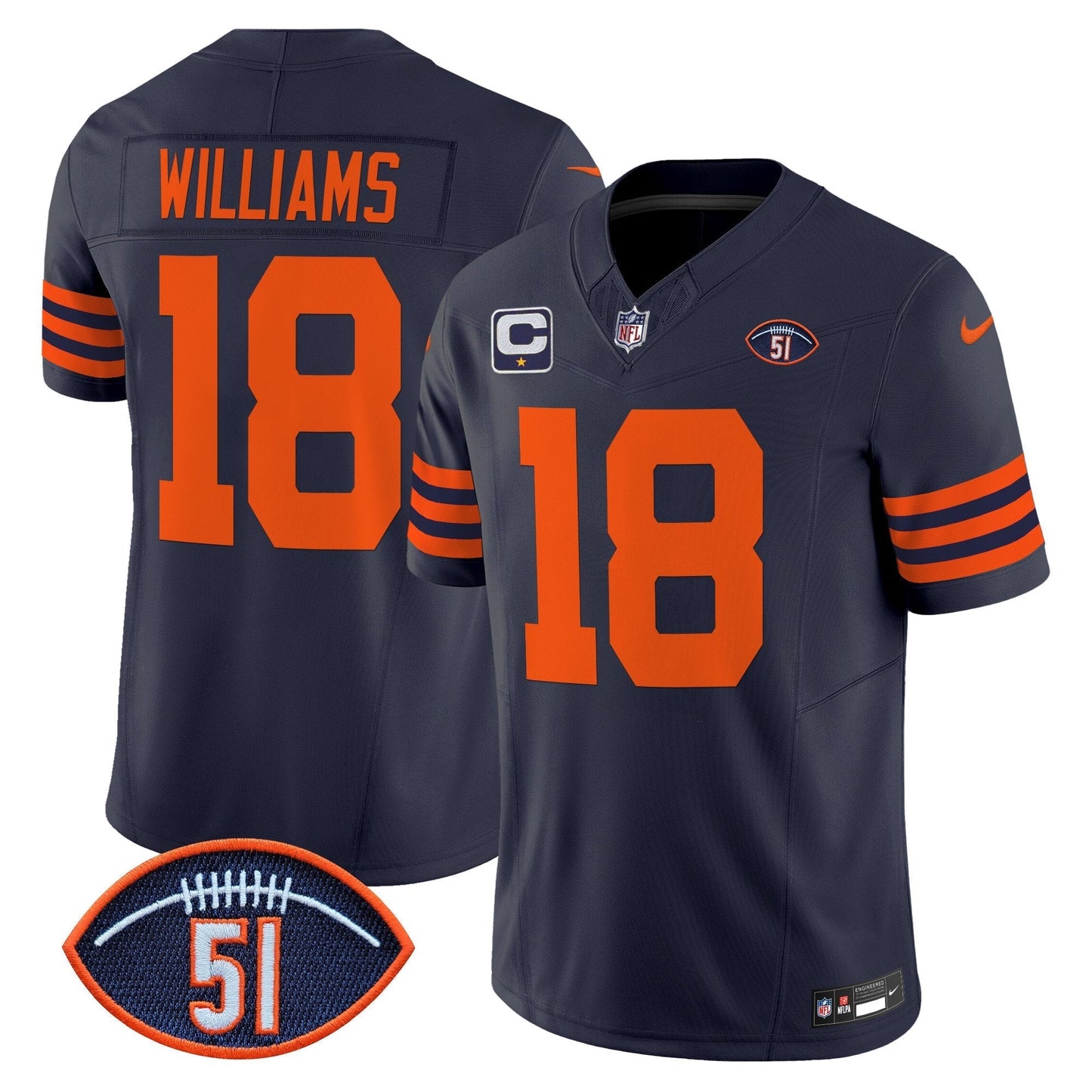 CHI Dick Butkus Patch Throwback Vapor Limited Jersey - All Stitched