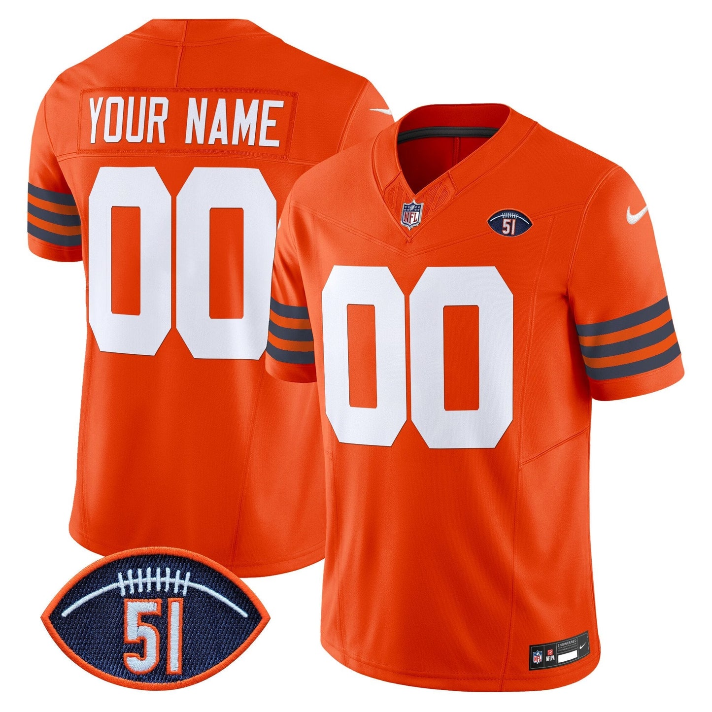 Chicago Bears Dick Butkus Patch Throwback Vapor Limited Custom Jersey - All Stitched