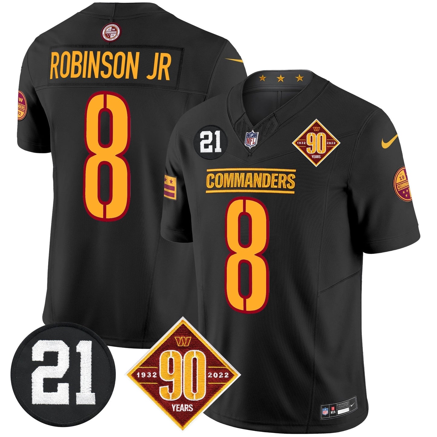Men's Washington Commanders 90th & Sean Taylor Patch Vapor Limited Jersey - All Stitched