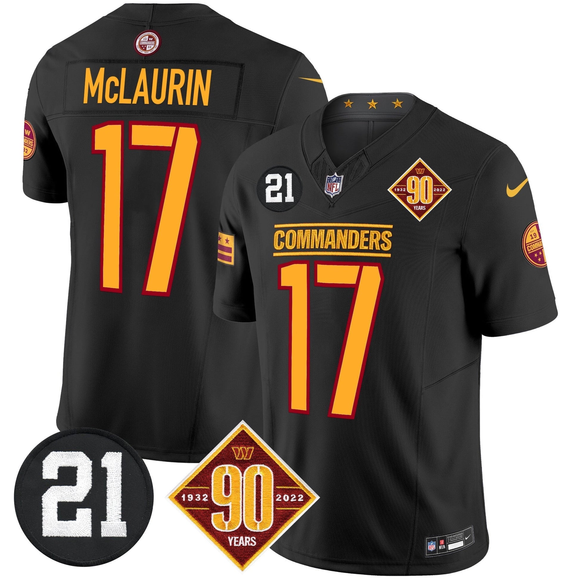 Men's Washington Commanders 90th & Sean Taylor Patch Vapor Limited Jersey - All Stitched