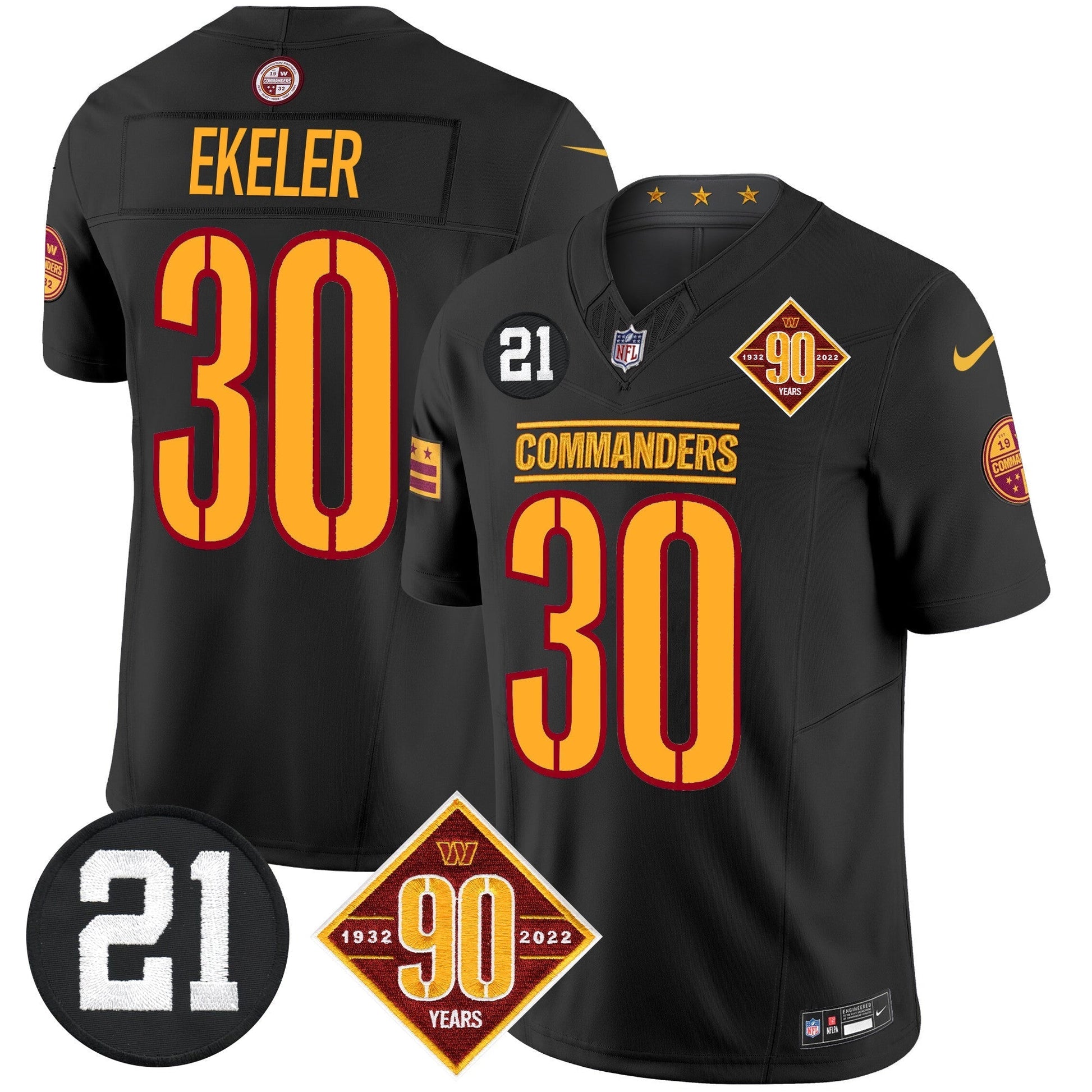 Men's Washington Commanders 90th & Sean Taylor Patch Vapor Limited Jersey - All Stitched