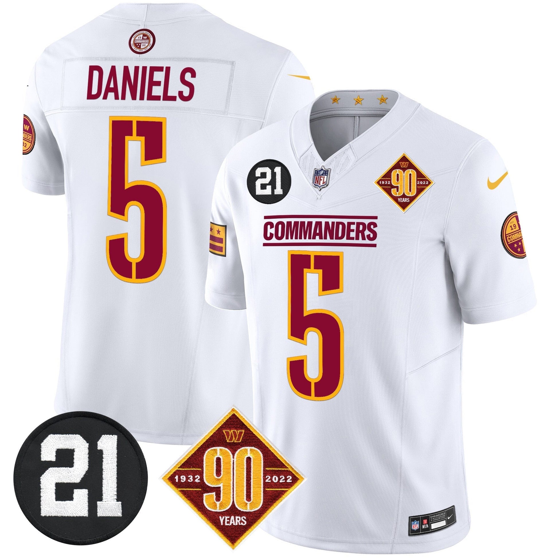 Men's Washington Commanders 90th & Sean Taylor Patch Vapor Limited Jersey - All Stitched