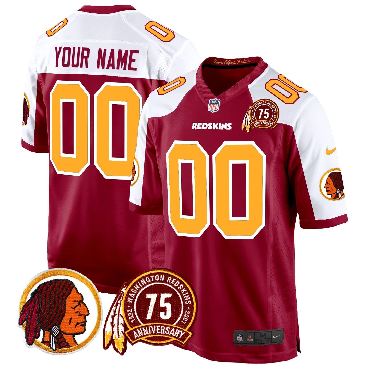 WR 75th Patch Throwback Game Custom Jersey - All Stitched