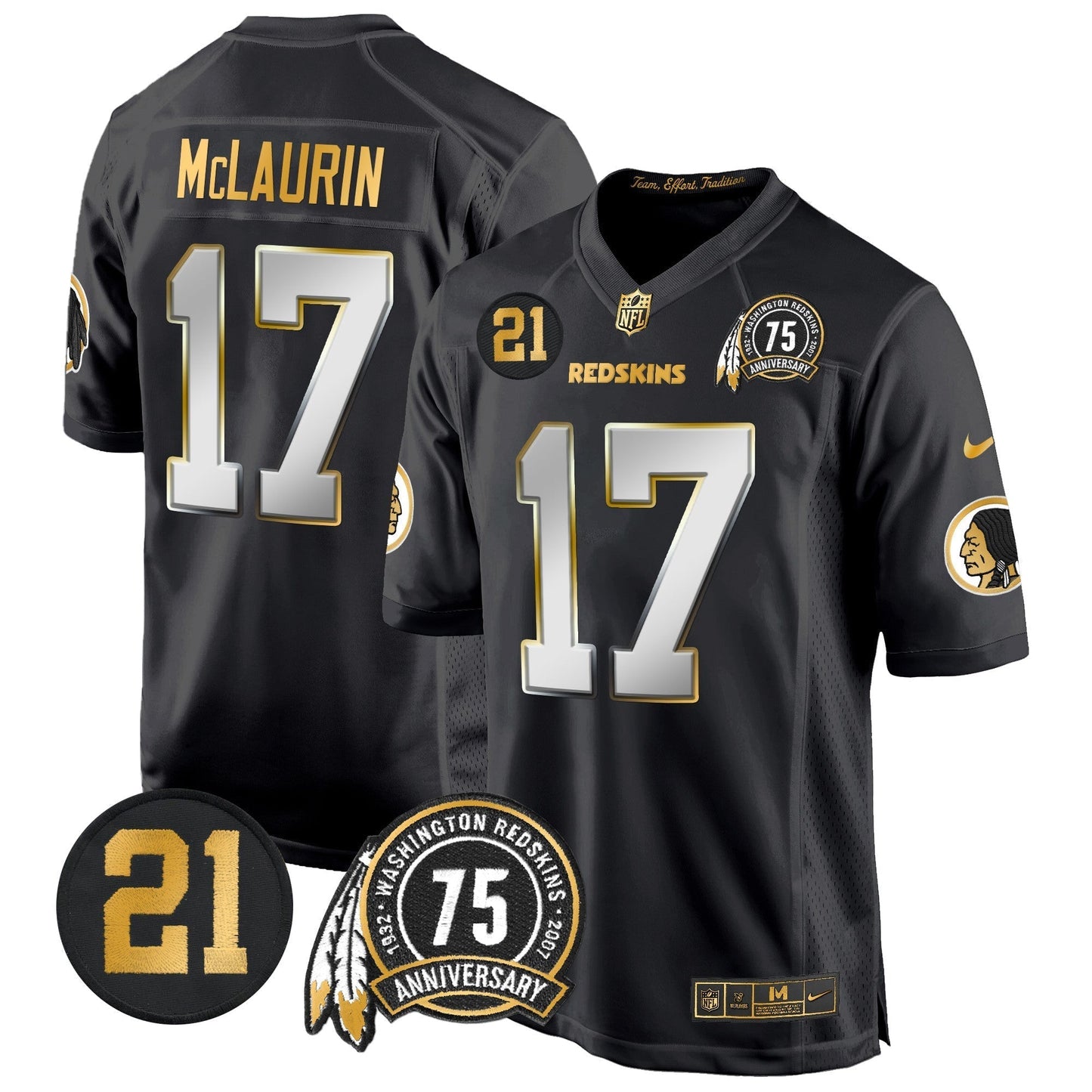 WR 75th & Sean Taylor Patch Gold Game Jersey - All Stitched
