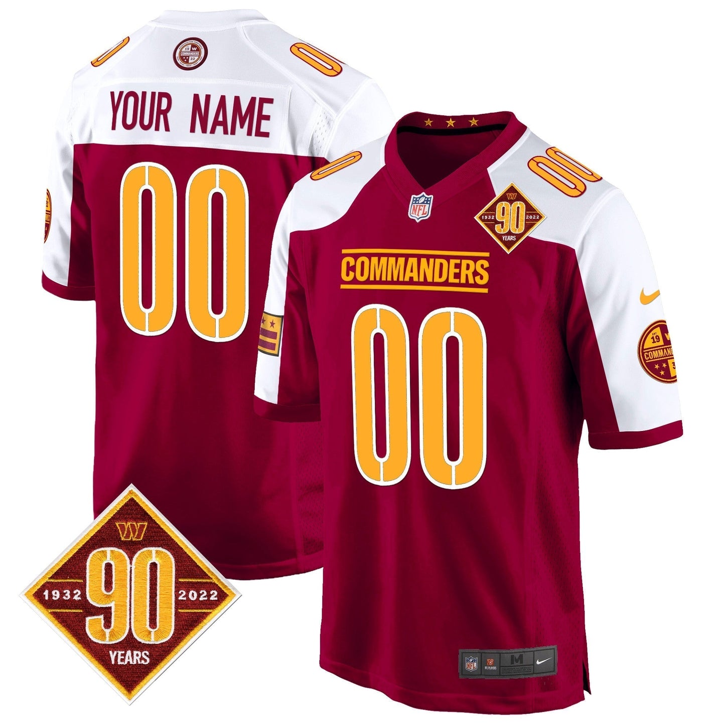 WAS 90th Anniversary Patch Game Custom Jersey - All Stitched