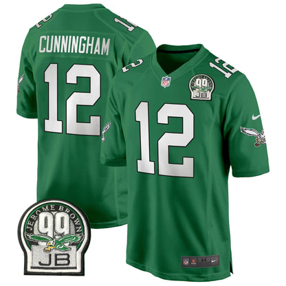 Eagles Jerome Brown Patch Kelly Green Alternate Game Jersey - All Stitched