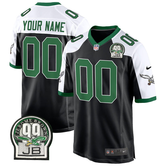 Eagles Jerome Brown Patch Kelly Green Alternate Game Custom Jersey - All Stitched