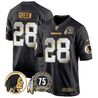 Men's Washington Redskins 75th Patch Throwback Gold Game Jersey - All Stitched