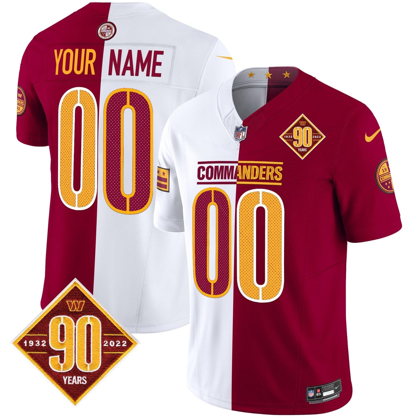 Washington Commanders 90th Anniversary Vapor Limited Custom Jersey V4 - All Stitched