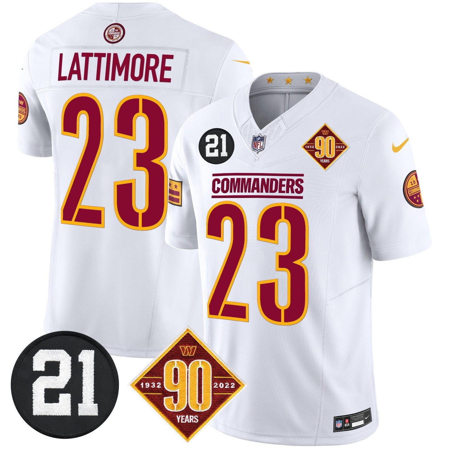 Men's Washington Commanders 90th & Sean Taylor Patch Vapor Limited Jersey - All Stitched