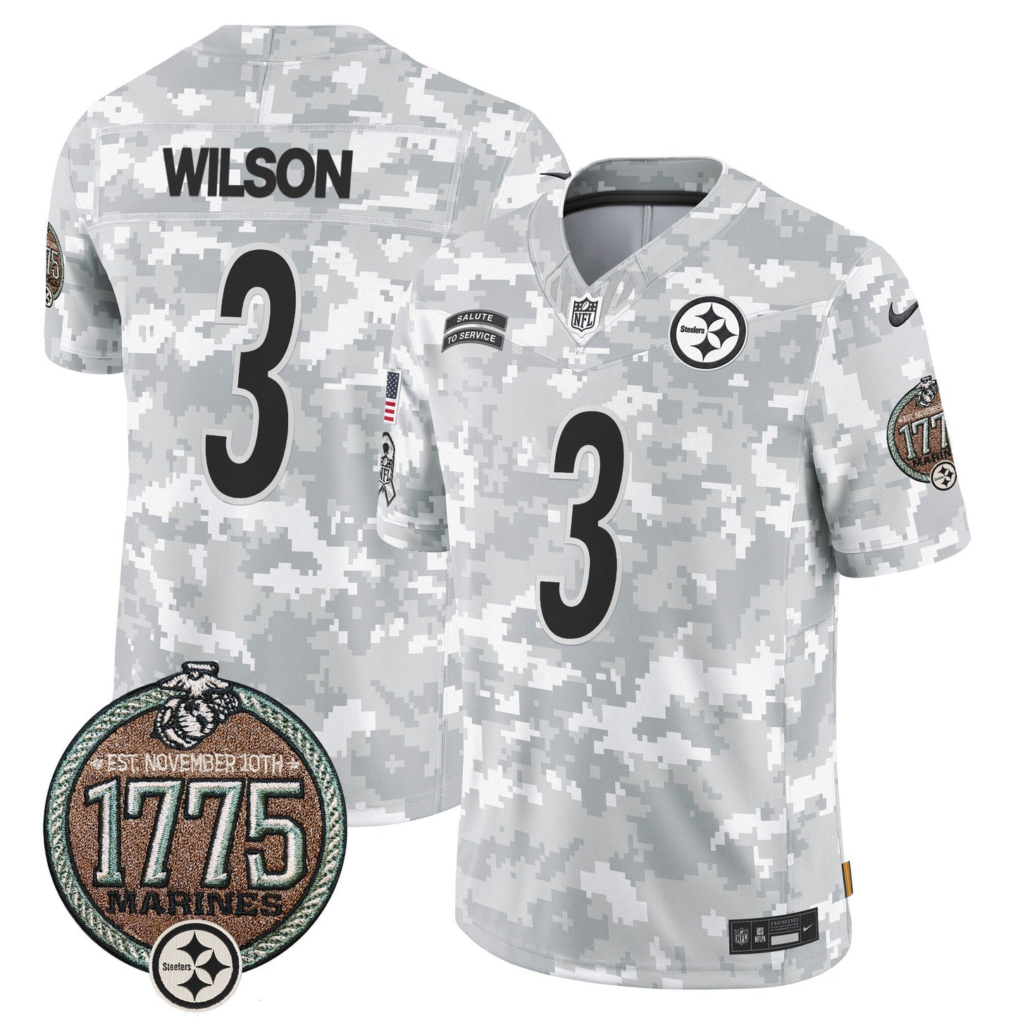 Steelers 2024 Salute to Service Establishment Year Patch Vapor Limited Jersey - All Stitched