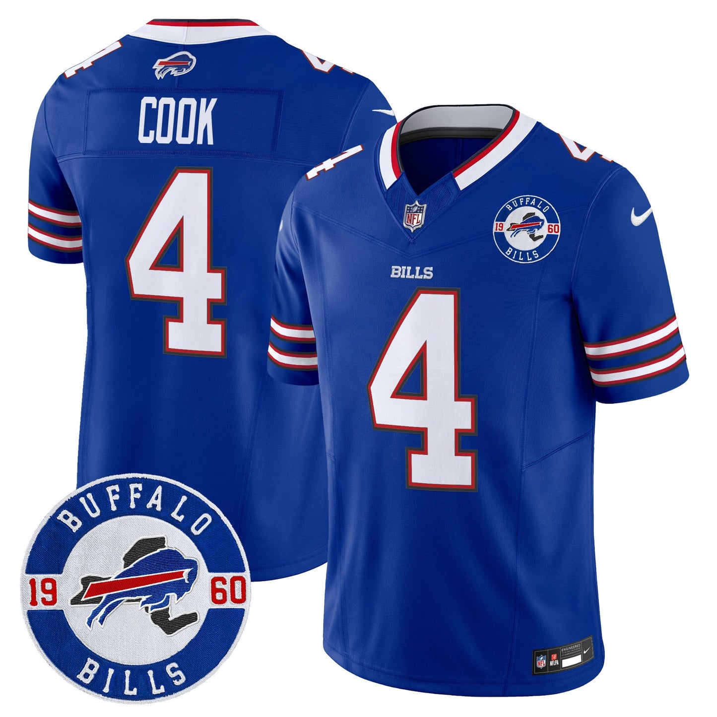 Men's Buffalo Bills 2024 Vapor Limited Jersey - Est. 1960 Patch - All Stitched