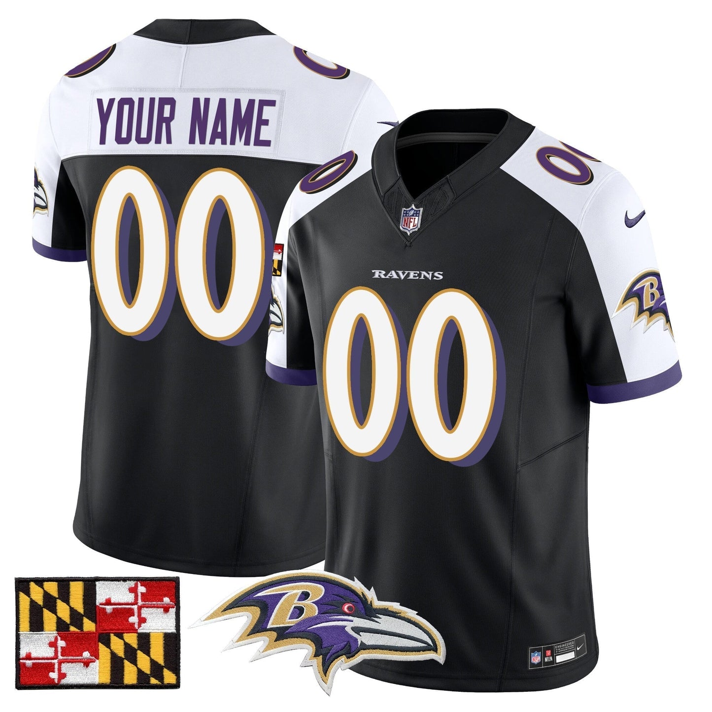 BAL 2024 Maryland Flag Vapor Limited Custom Jersey - All Stitched