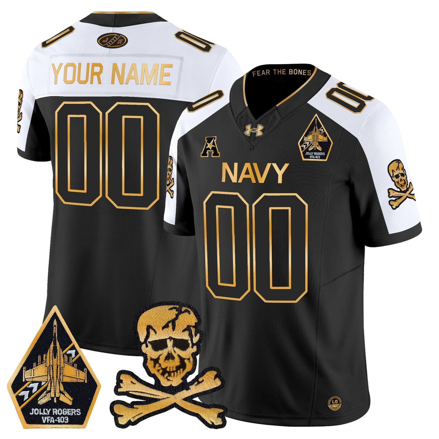 Navy MID 2024 Gold Vapor Limited Custom Jersey - All Stitched