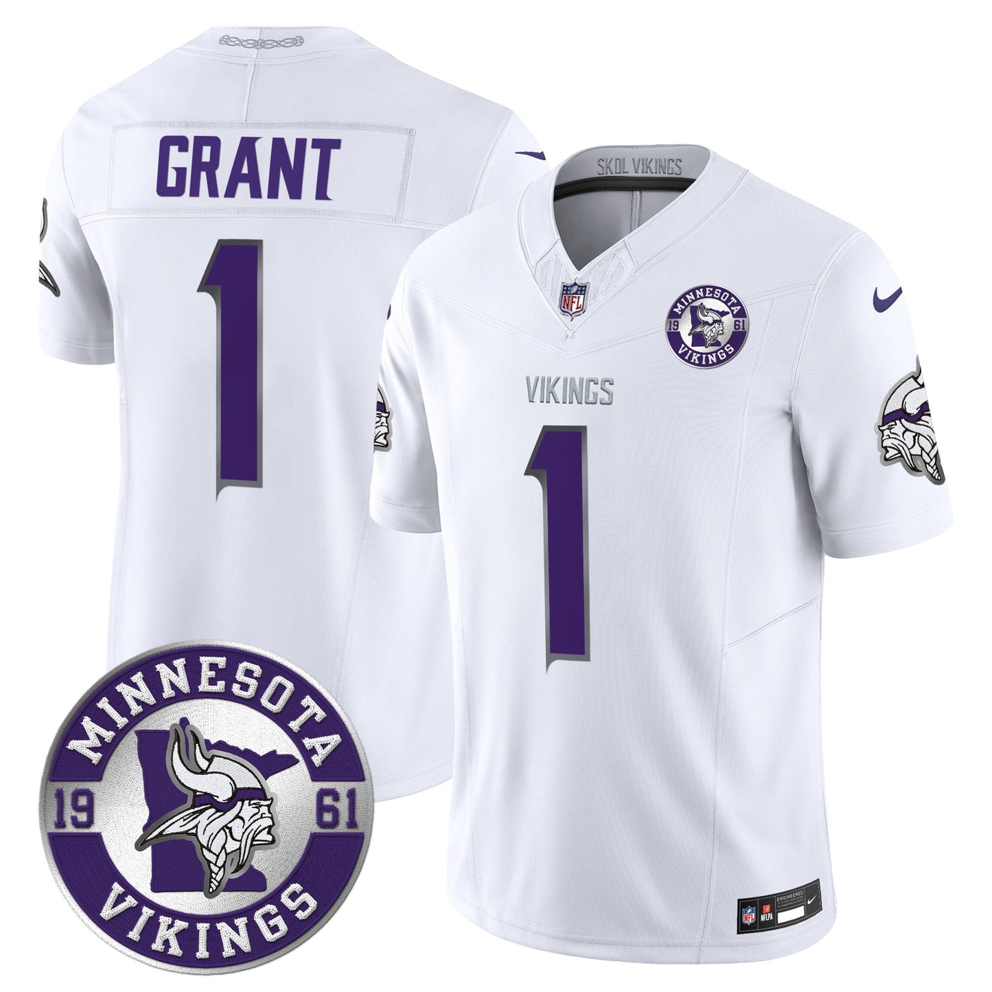 Men's Minnesota Vikings 2024 Vapor Limited Jersey V2 - Est. 1961 Patch - All Stitched
