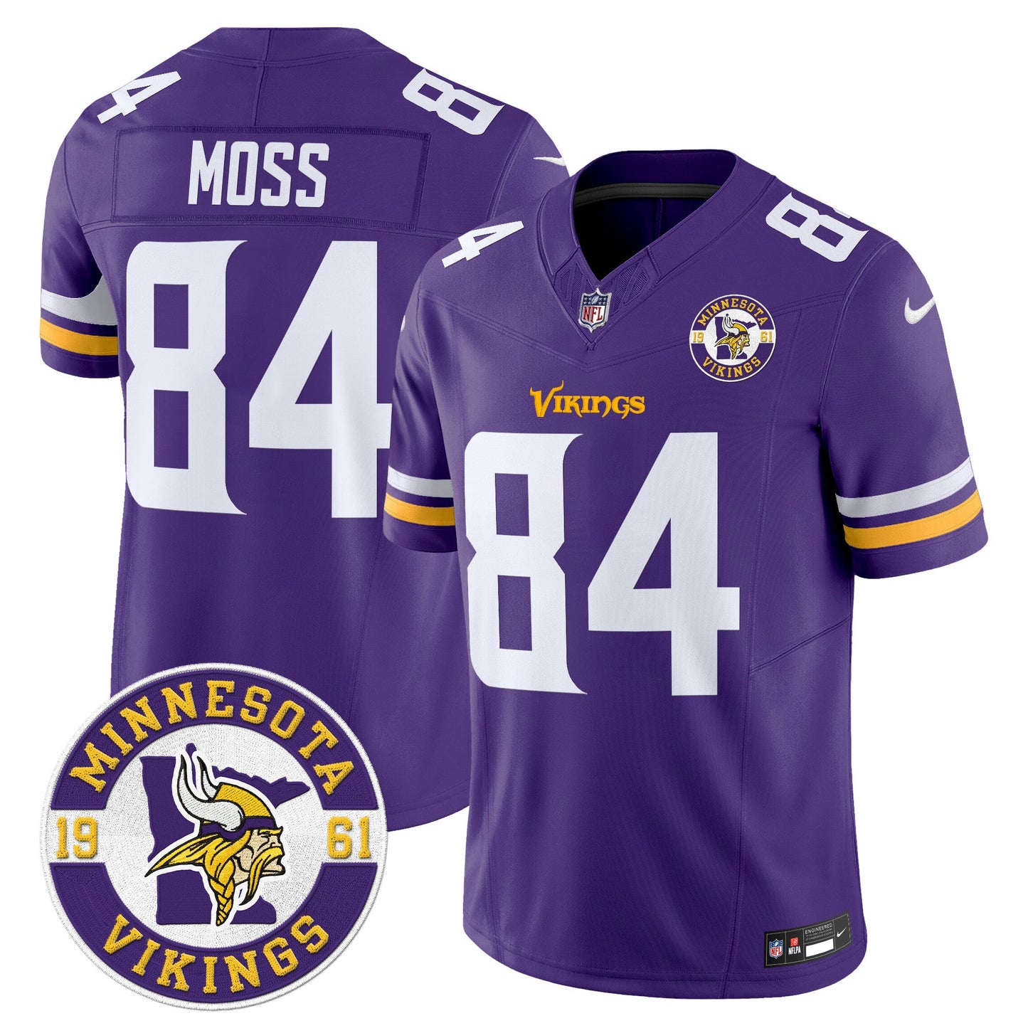 Men's Minnesota Vikings 2024 Vapor Limited Jersey V2 - Est. 1961 Patch - All Stitched