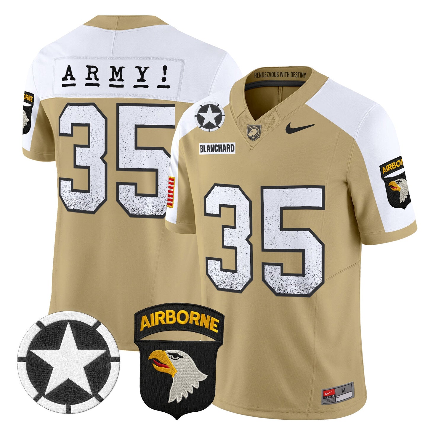 Army Black Knights 101st Airborne Division Patch 2024 Vapor Limited Jersey - All Stitched