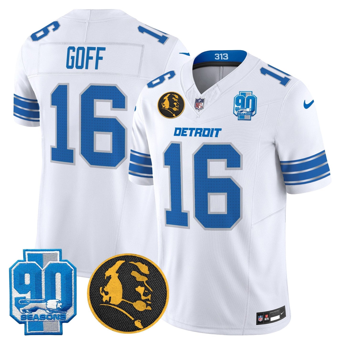 Men's Detroit Lions 2024 90th & John Madden Patch Vapor Limited Jersey - All Stitched