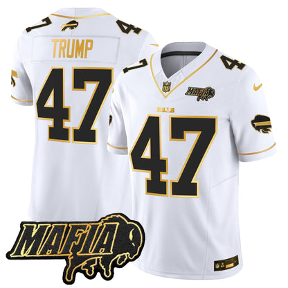 BUF 2024 Bills Mafia Patch Gold Vapor Limited Jersey - All Stitched