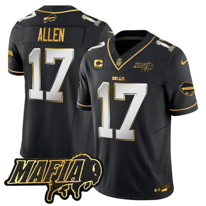 BUF 2024 Bills Mafia Patch Gold Vapor Limited Jersey - All Stitched