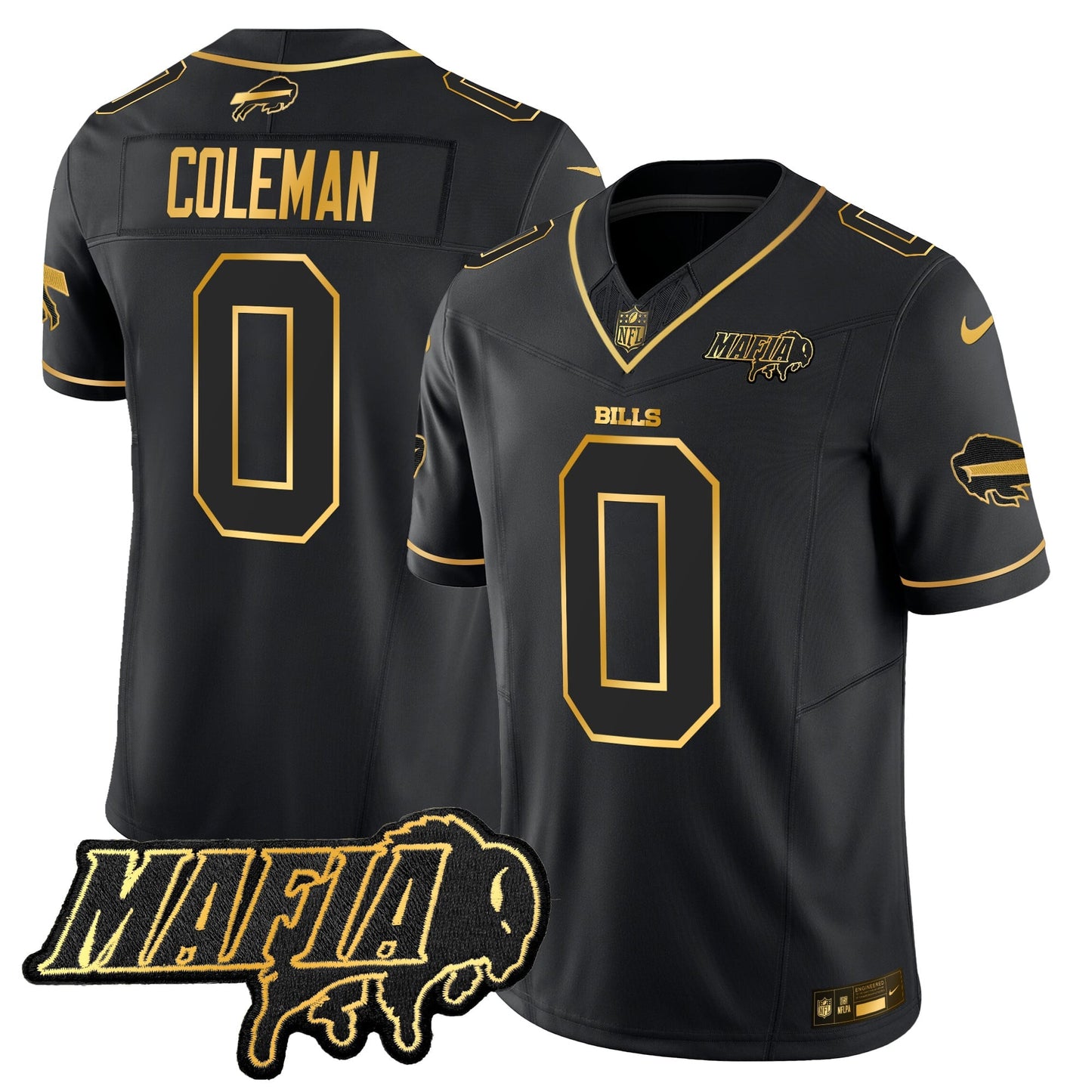 Men's Buffalo Bills 2025 Bills Mafia Patch Gold Vapor Limited Jersey - All Stitched