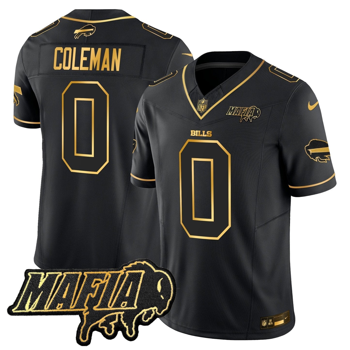 BUF 2024 Bills Mafia Patch Gold Vapor Limited Jersey - All Stitched