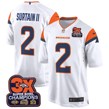 DEN 3-Time Champions Patch Game Jersey - Al Stitched