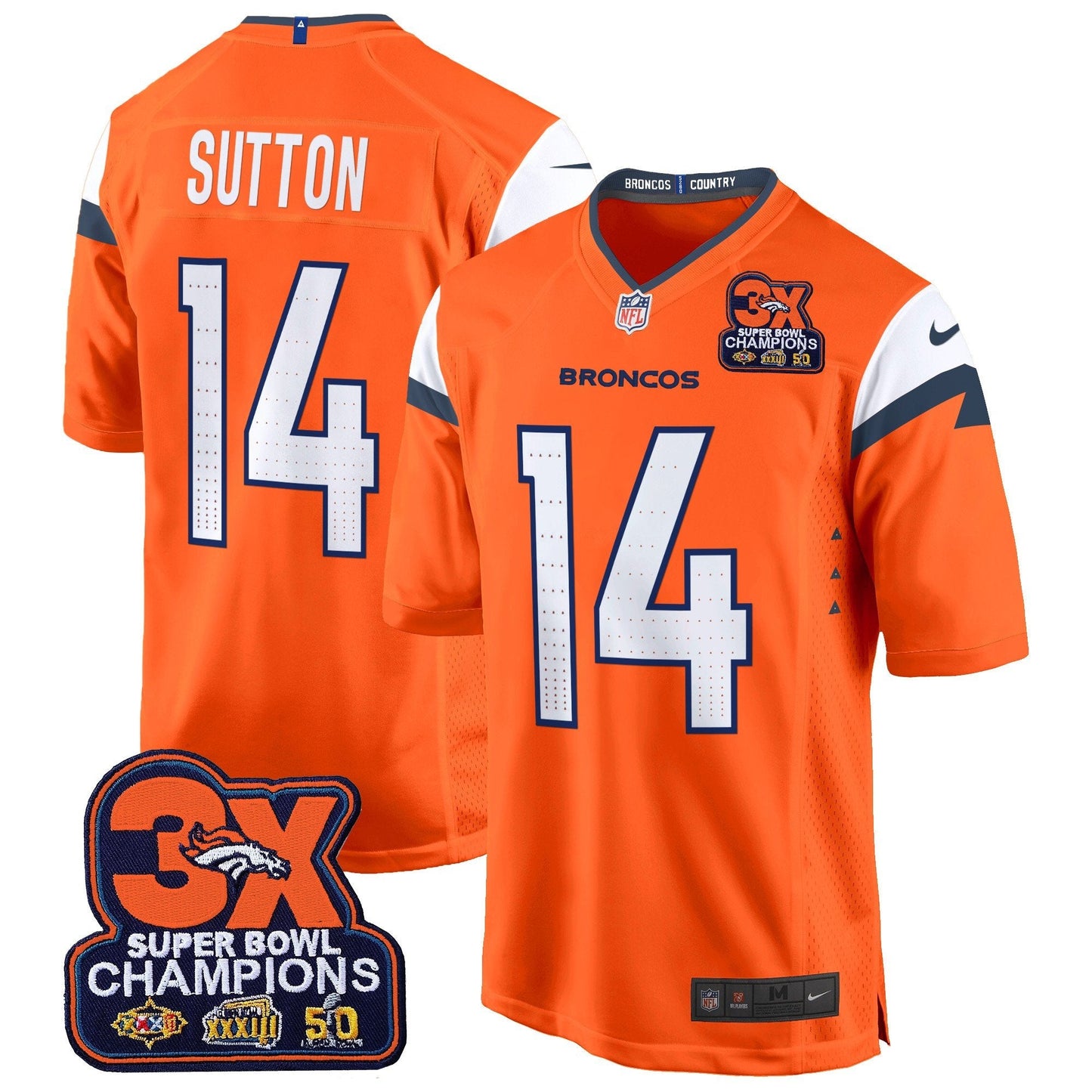 DEN 3-Time Champions Patch Game Jersey - Al Stitched