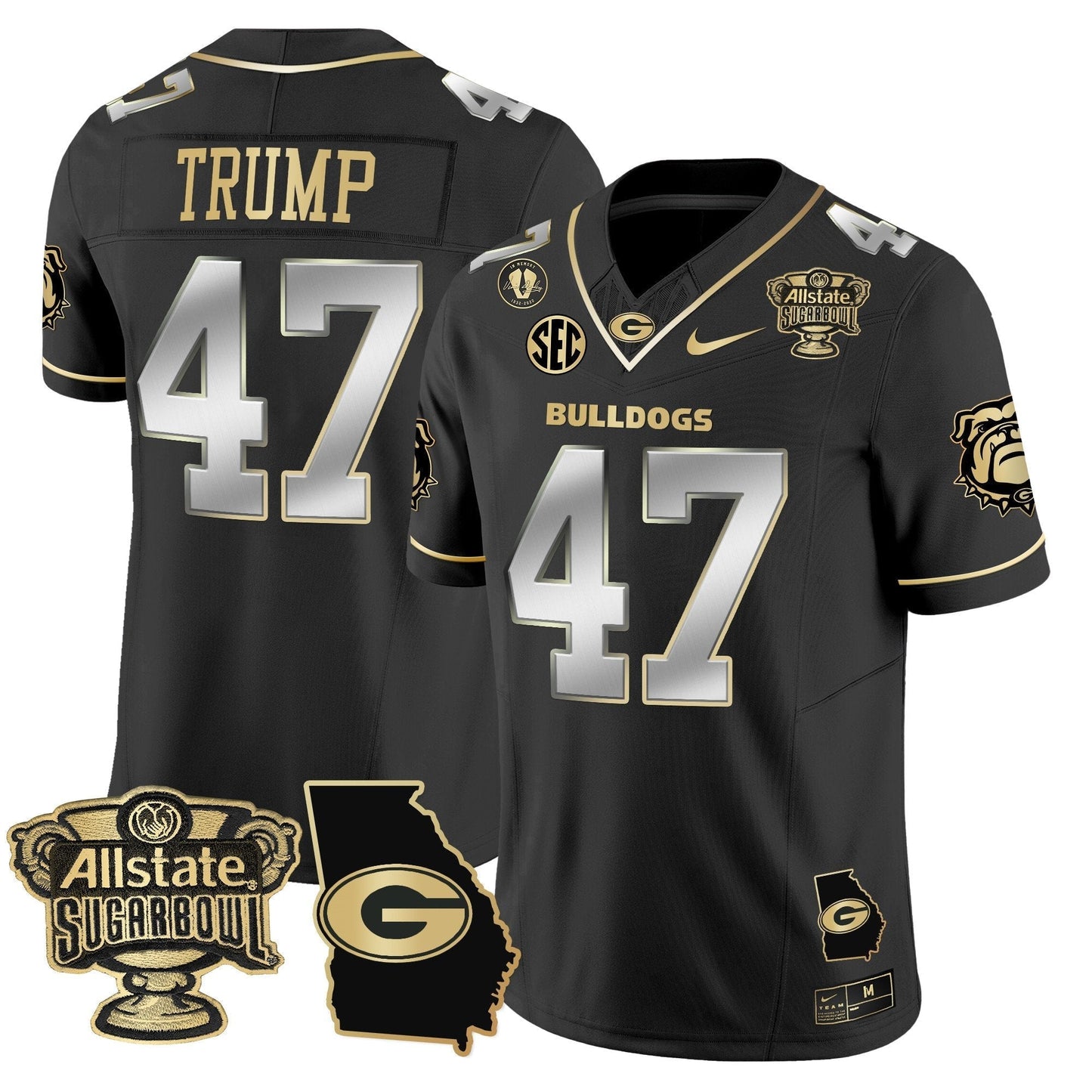 UGA 2025 Sugar Bowl & Georgia Map Patch Vapor Limited Jersey - All Stitched