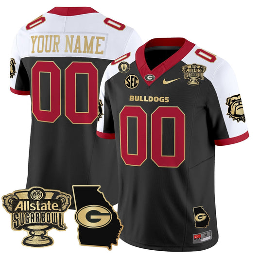 UGA 2025 Sugar Bowl & Georgia Map Patch Vapor Limited Custom Jersey - All Stitched