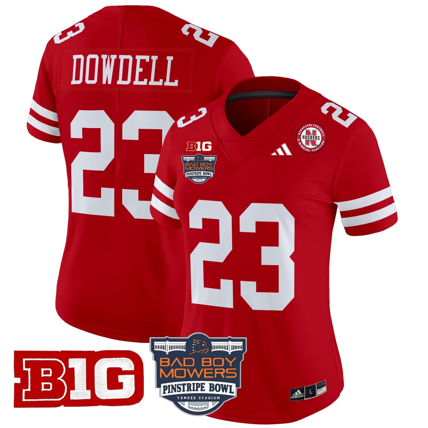 Women's Nebraska Cornhuskers 2025 Pinstripe Bowl Patch Vapor Limited Jersey - All Stitched