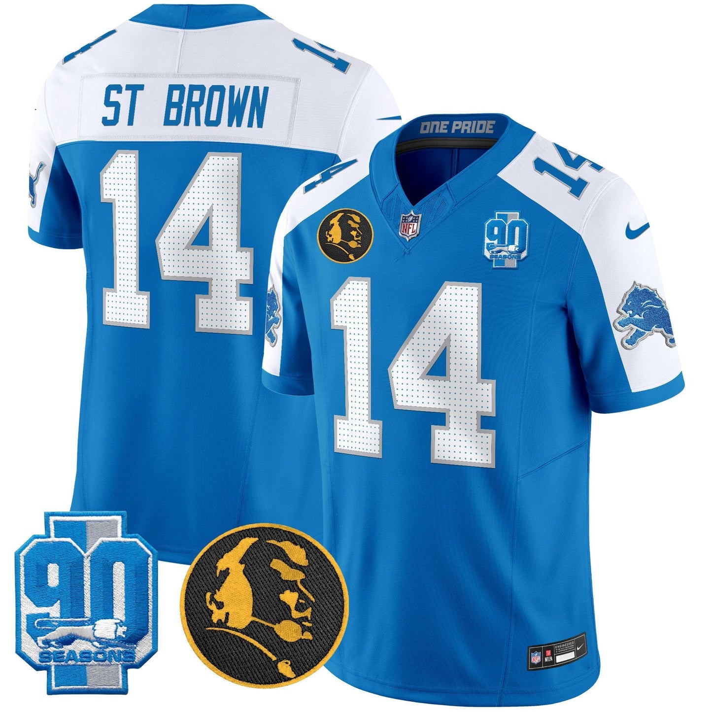 Men's Detroit Lions 2024 90th & John Madden Patch Vapor Limited Jersey V2 - All Stitched