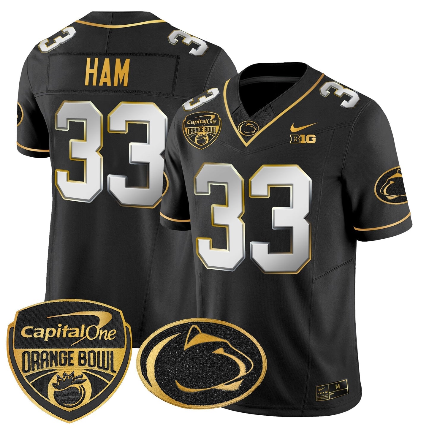 PSU Orange Bowl Patch Gold Vapor Limited Jersey V2 - All Stitched