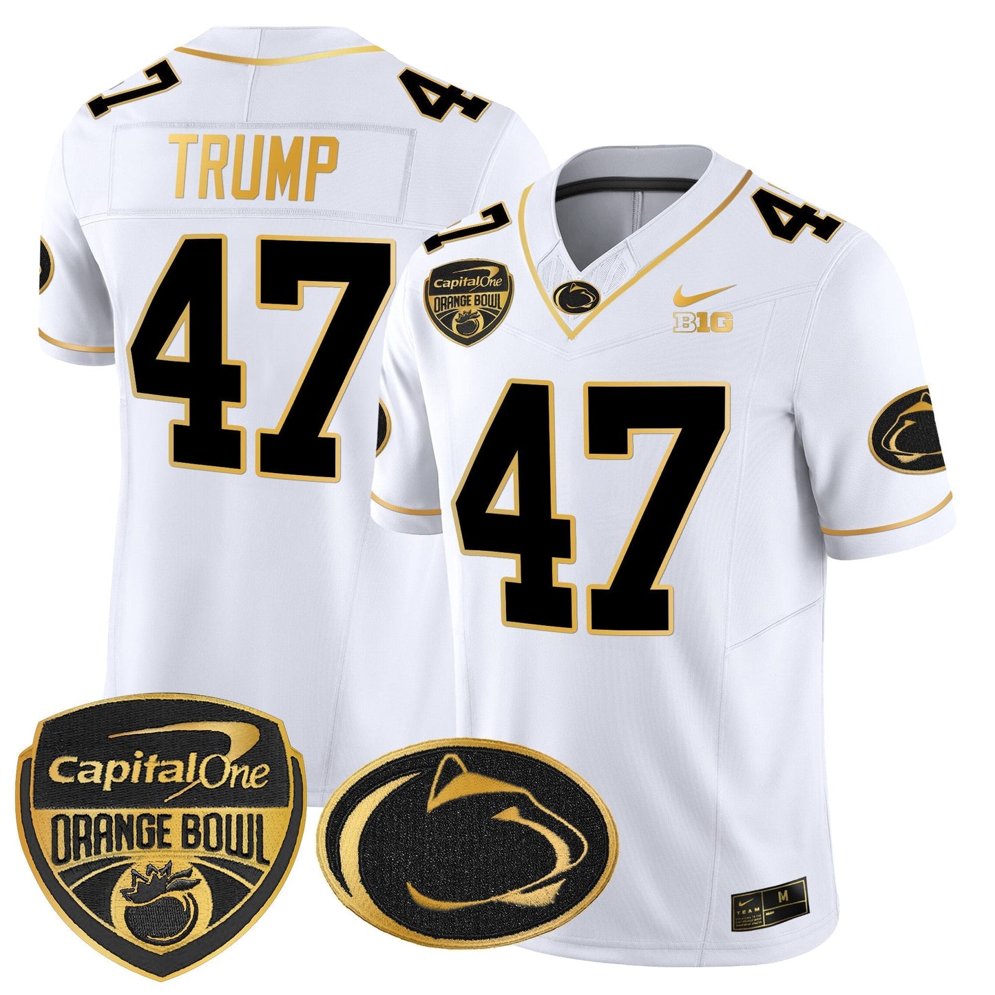 PSU Orange Bowl Patch Gold Vapor Limited Jersey V2 - All Stitched
