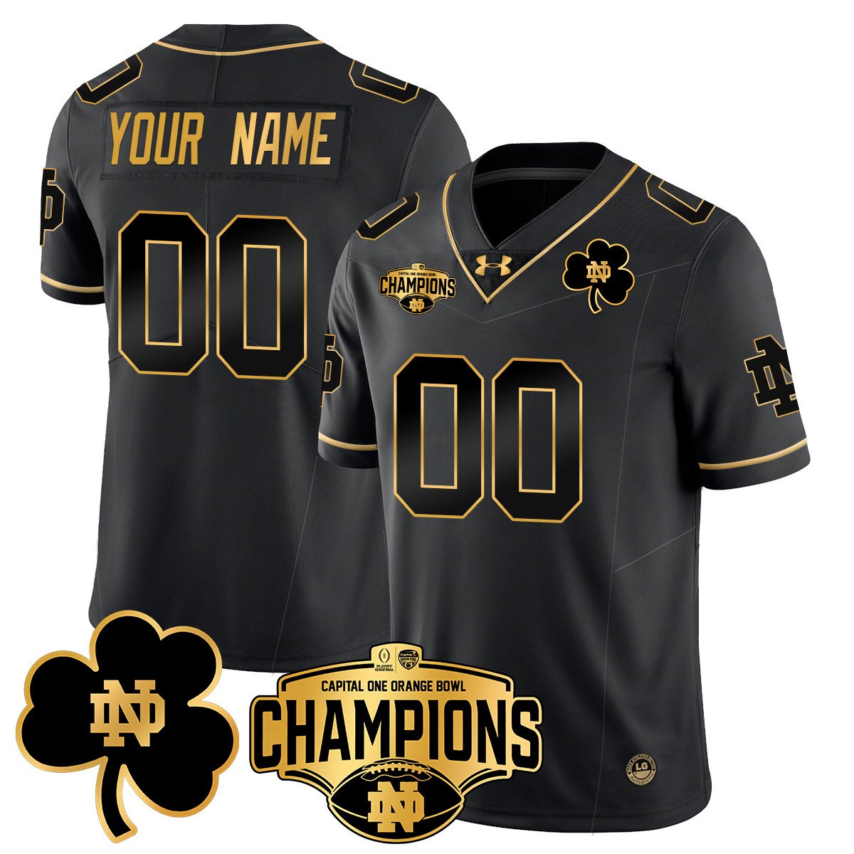 Custom ND 2025 Orange Bowl Champions Jersey N5 - All Stitched
