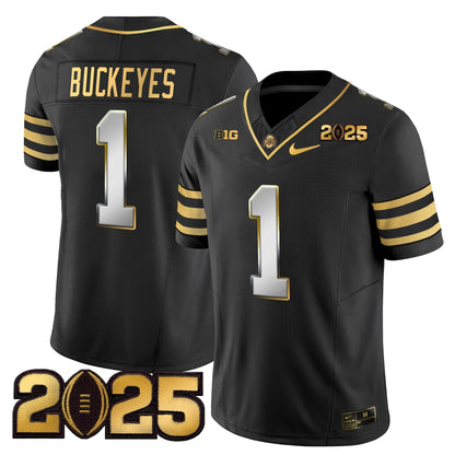 Men's Ohio State Buckeyes 'Heritage Stripe' CFP Final Patch Gold Vapor Limited Jersey - All Stitched