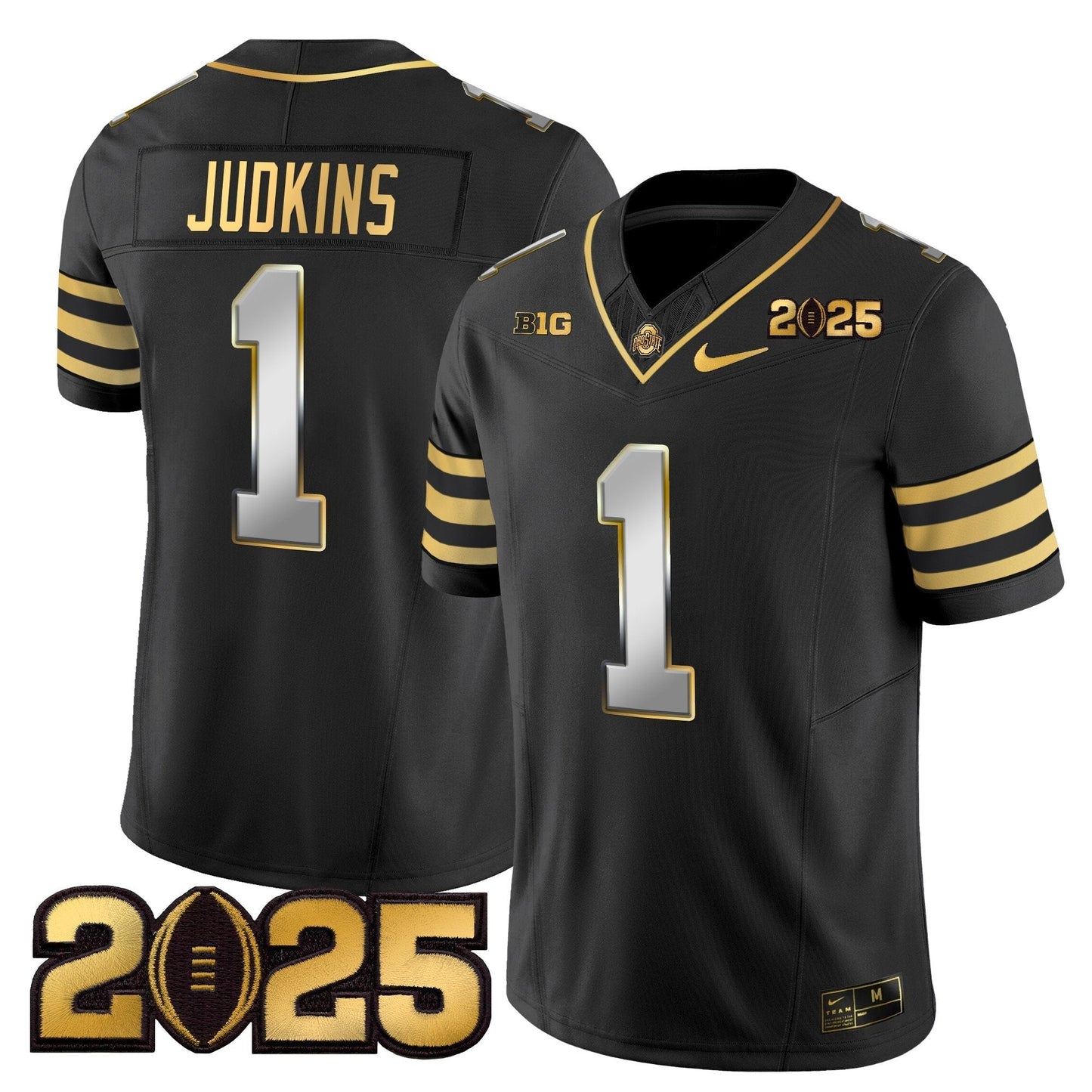 Men's Ohio State Buckeyes 'Heritage Stripe' CFP Final Patch Gold Vapor Limited Jersey - All Stitched