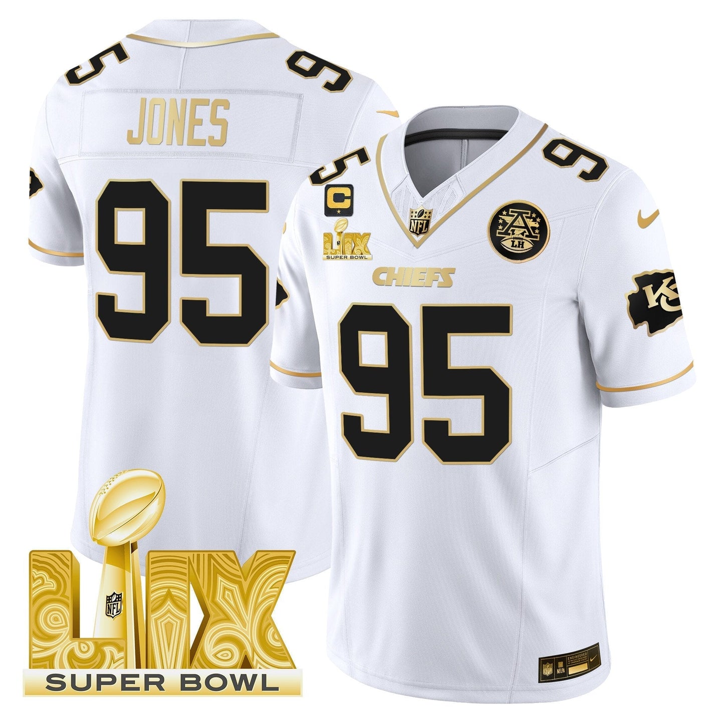 Chiefs Super Bowl LIX Patch Gold Vapor Limited Jersey - All Stitched
