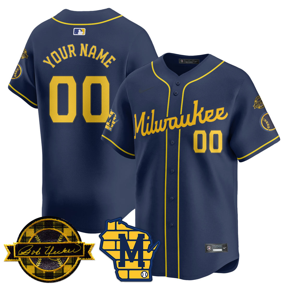 Custom Name/Number MIL 2025 Limited Jersey - Bob Uecker Patch - All Stitched