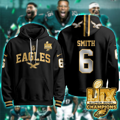 PHI Super Bowl LIX Champions Gold Hoodie N2R - All Stitched