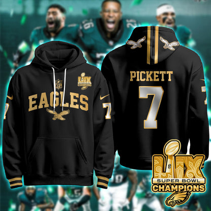 PHI Super Bowl LIX Champions Gold Hoodie N2R - All Stitched