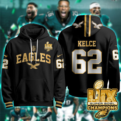 PHI Super Bowl LIX Champions Gold Hoodie N2R - All Stitched